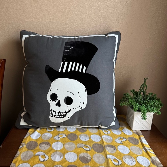 Target black and gray Skeleton with top hat toss pillow - Picture 1 of 16